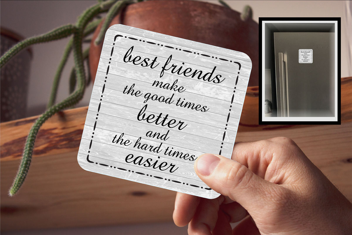Drink Coaster Magnetic - Best friends make good times better. Grey