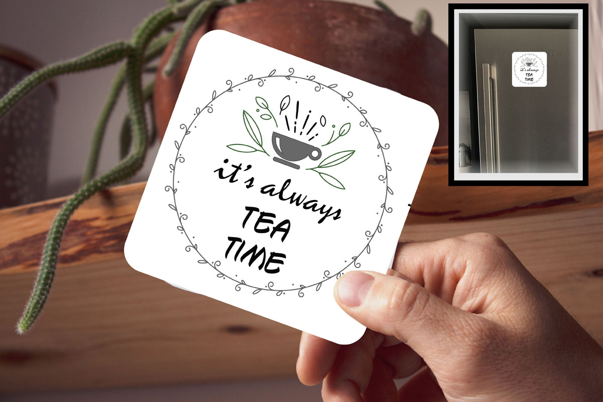 Drink Coaster Magnetic - It's always tea time (white)