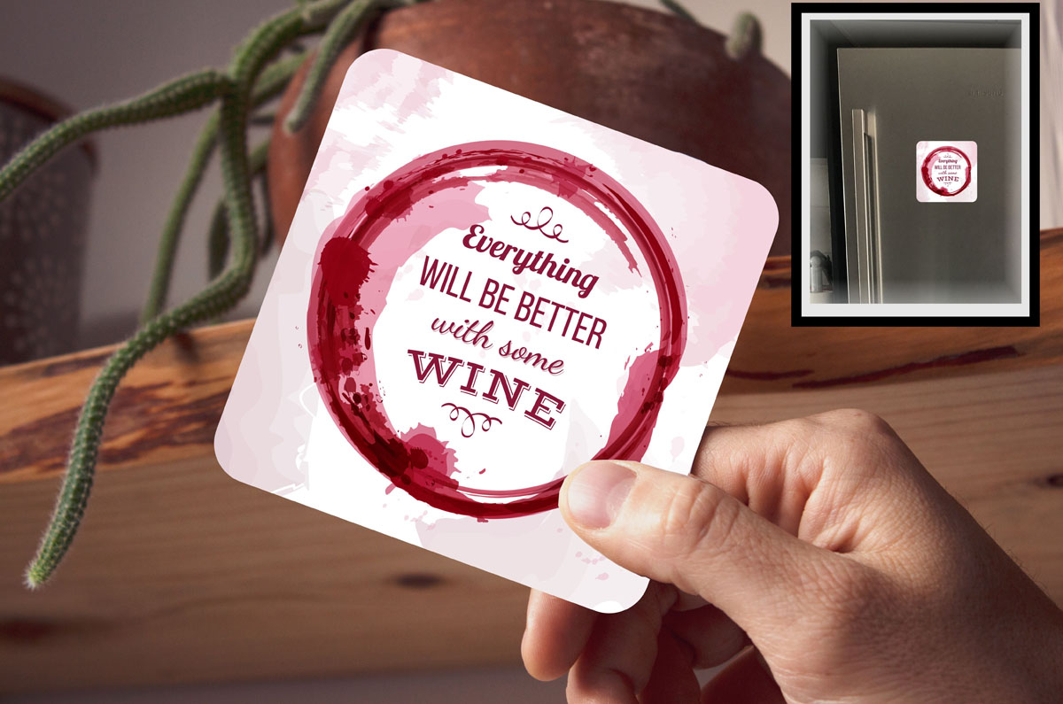 Drink Coaster Magnetic - Everything Better With Wine