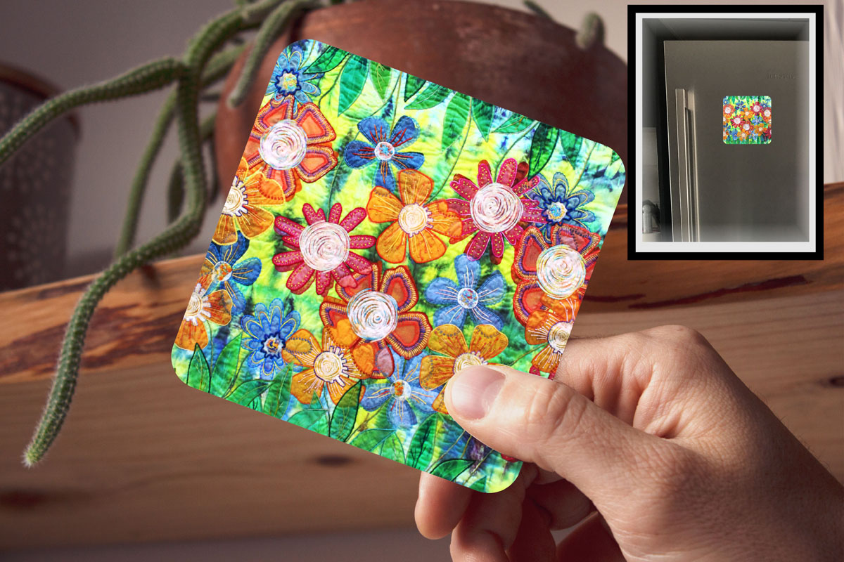 Drink Coaster Magnetic - Flowers Mosaic