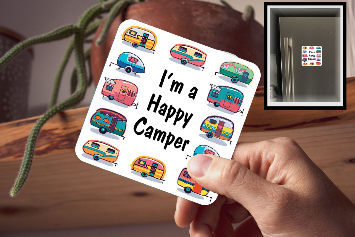 Drink Coaster Magnetic - I Am A Happy Camper