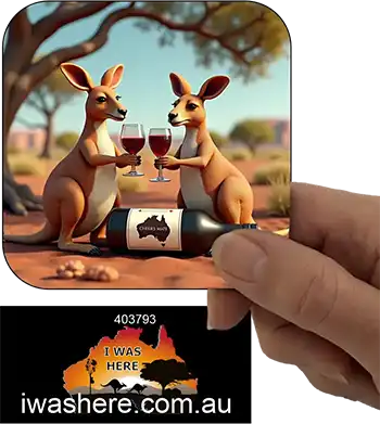 Coaster - Kangaroos Enjoying Wine 1