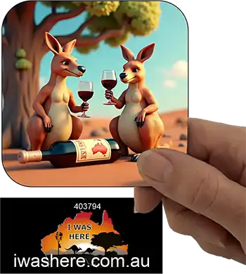 Coaster - Kangaroos Enjoying Wine 2