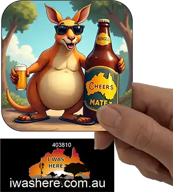 Coaster - Kangaroo Enjoying Beer 4