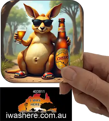 Coaster - Kangaroo Enjoying Beer 5