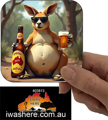 Coaster - Kangaroo Enjoying Beer 7