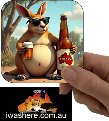 Coaster - Kangaroo Enjoying Beer 8