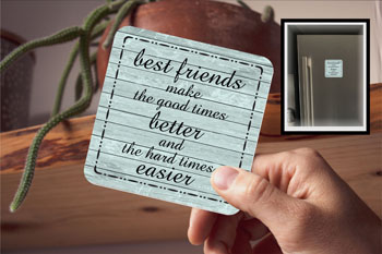 Drink Coaster Magnetic - Best friends make good times better. Turquoise