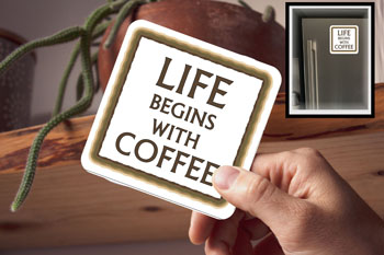 Drink Coaster Magnetic - Life Begins with Coffee