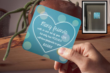 Drink Coaster - Many Friends Life Footprints Heart (fridge magnet)