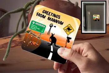 Drink Coaster, Greetings From Mannum - Outback  (also a fridge magnet)