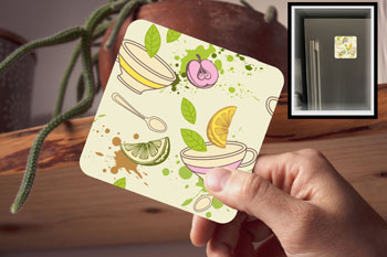Drink Coaster Tea Lemon Lime - Magnetic (fridge magnet)