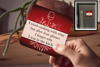 Drink Coaster - Cooking With Wine  (fridge magnet)