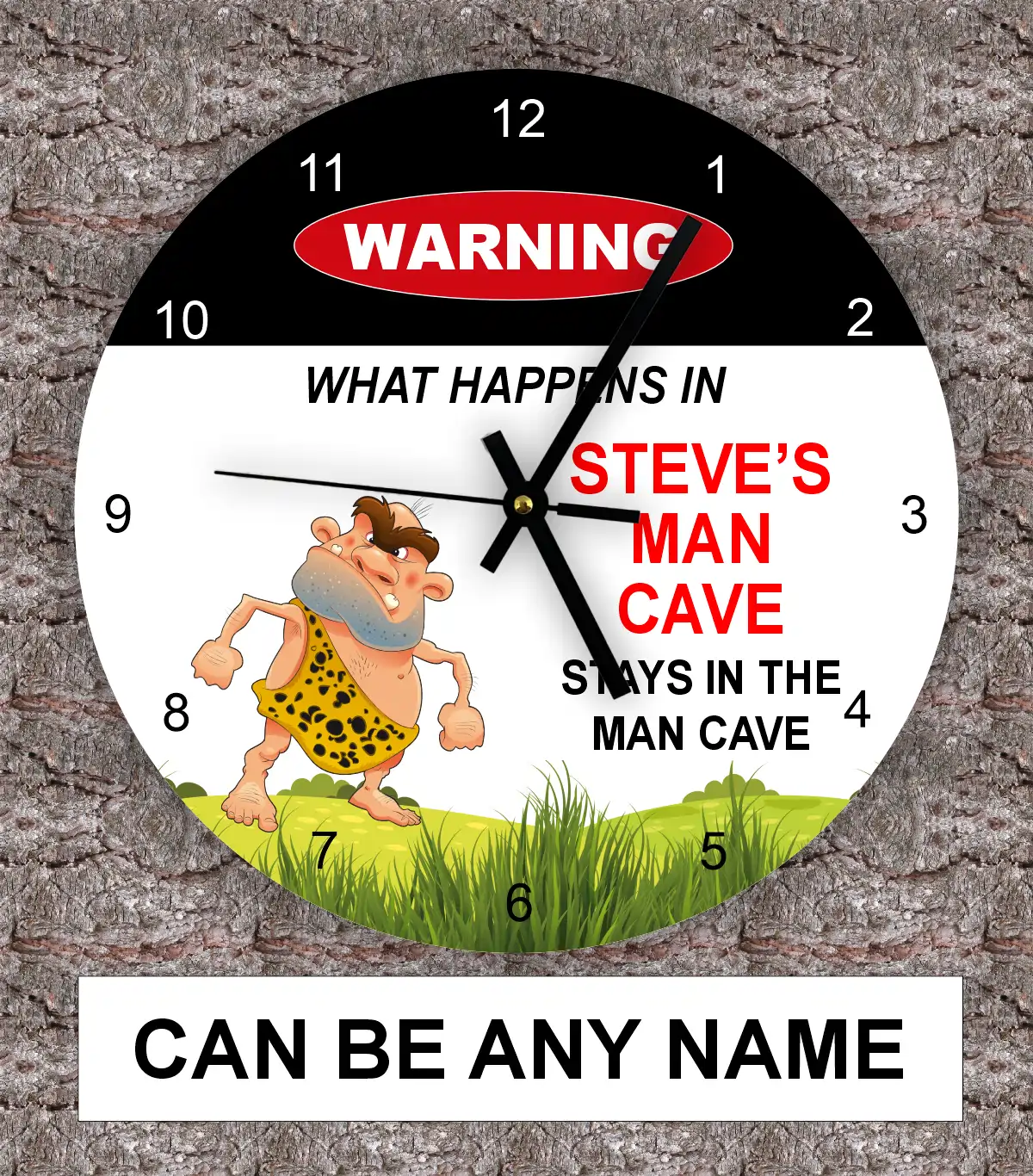 Any Name Man Cave Clock Grumpy Caveman