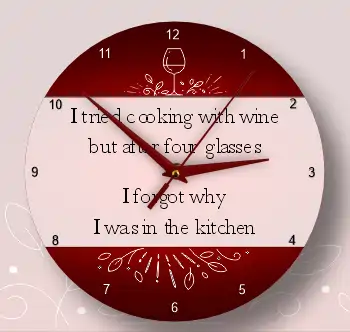 Cooking With Wine Kitchen Clock