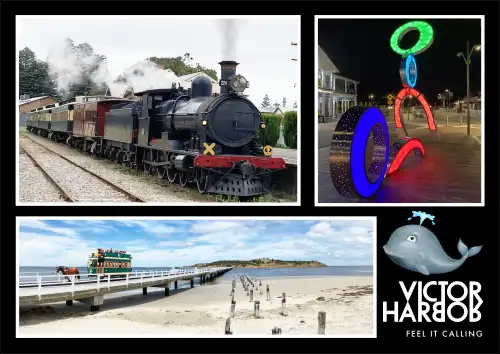 Victor Harbor Postcard Cockle Train Horse Drawn Tram